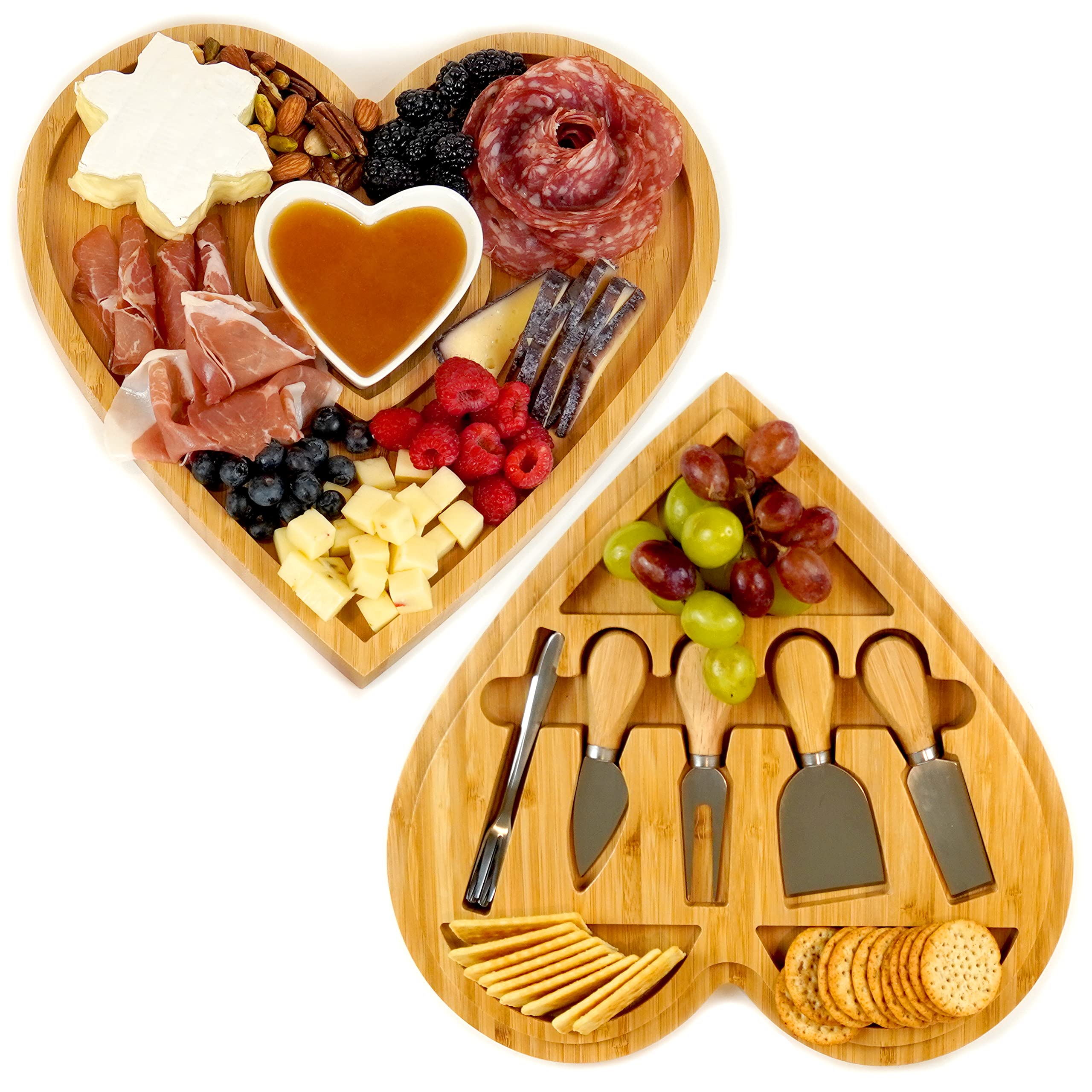 食器 human made heart bamboo board Amazon.com | Suzile 6 Pcs Heart Shaped Cheese Board Charcuterie